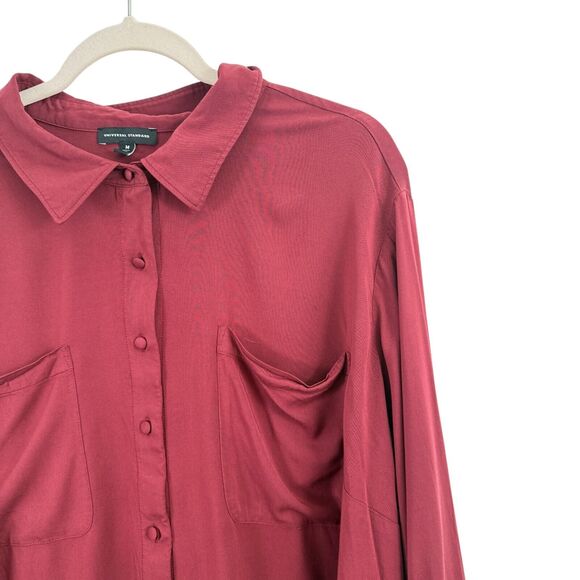Universal Standard Grace Eco Maroon Button Front Blouse Womens Medium US 18-20 - Picture 2 of 6